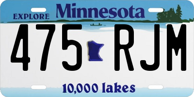 MN license plate 475RJM