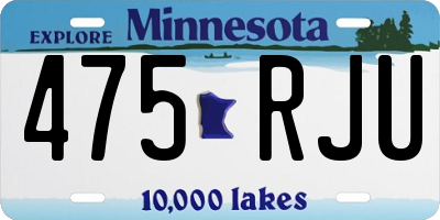 MN license plate 475RJU