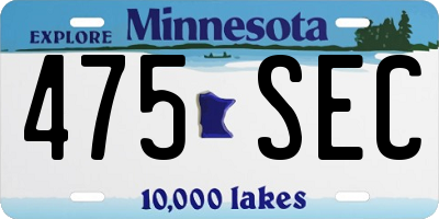 MN license plate 475SEC