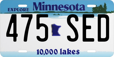 MN license plate 475SED