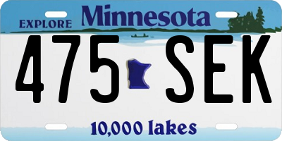 MN license plate 475SEK