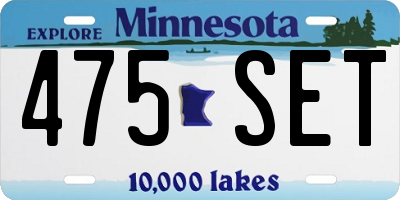 MN license plate 475SET