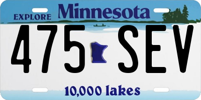 MN license plate 475SEV