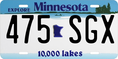 MN license plate 475SGX