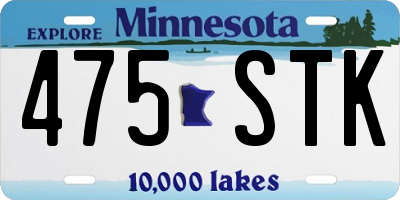 MN license plate 475STK