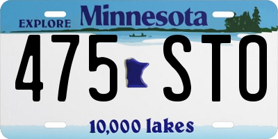 MN license plate 475STO