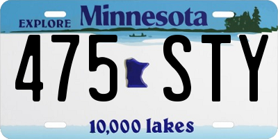 MN license plate 475STY
