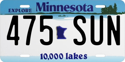 MN license plate 475SUN