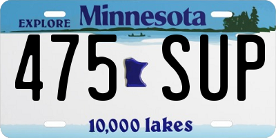 MN license plate 475SUP