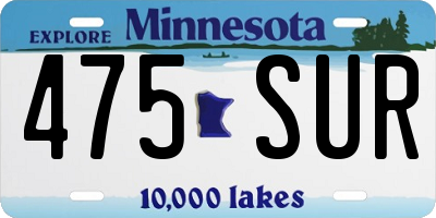 MN license plate 475SUR
