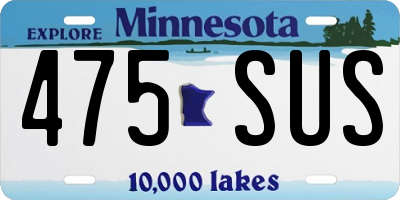 MN license plate 475SUS