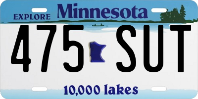 MN license plate 475SUT