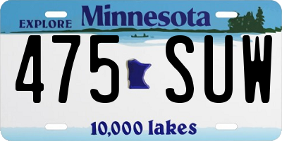 MN license plate 475SUW