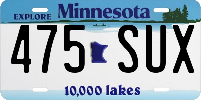 MN license plate 475SUX