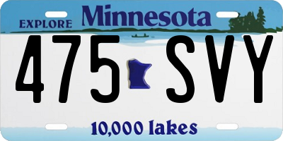 MN license plate 475SVY
