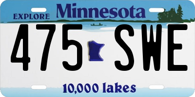 MN license plate 475SWE