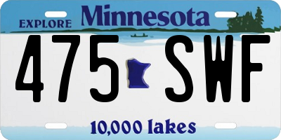 MN license plate 475SWF
