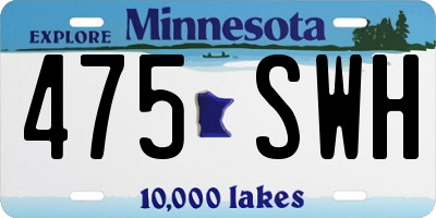 MN license plate 475SWH
