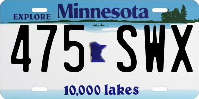 MN license plate 475SWX