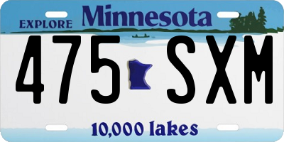 MN license plate 475SXM