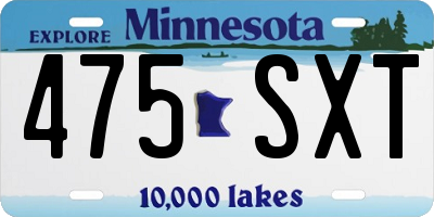MN license plate 475SXT