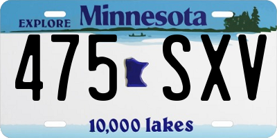 MN license plate 475SXV