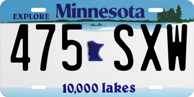 MN license plate 475SXW