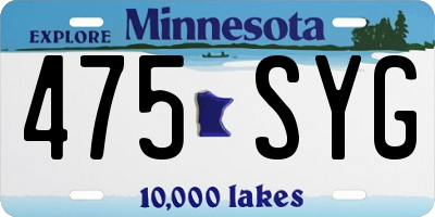 MN license plate 475SYG
