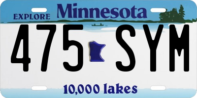 MN license plate 475SYM