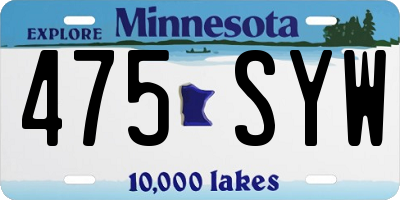 MN license plate 475SYW
