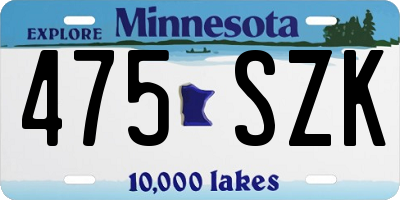 MN license plate 475SZK