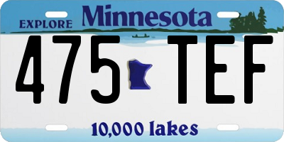 MN license plate 475TEF