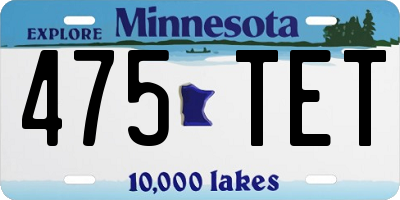 MN license plate 475TET