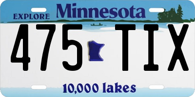 MN license plate 475TIX