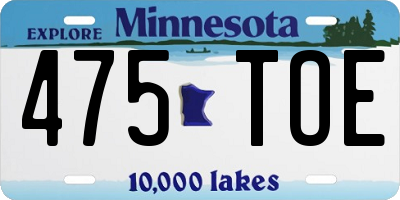 MN license plate 475TOE