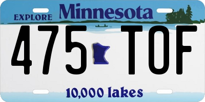 MN license plate 475TOF