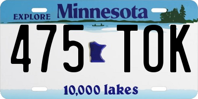 MN license plate 475TOK