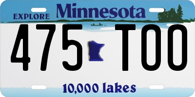MN license plate 475TOO