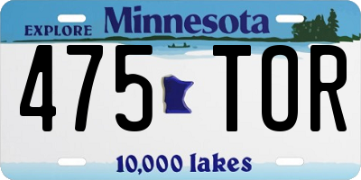 MN license plate 475TOR