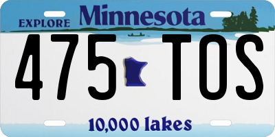MN license plate 475TOS
