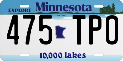 MN license plate 475TPO