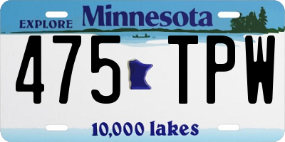 MN license plate 475TPW