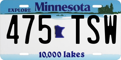 MN license plate 475TSW