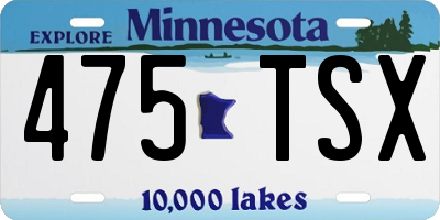 MN license plate 475TSX