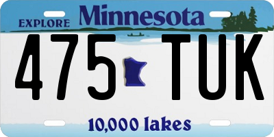 MN license plate 475TUK