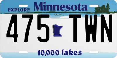 MN license plate 475TWN