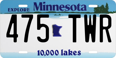 MN license plate 475TWR