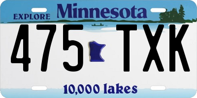 MN license plate 475TXK