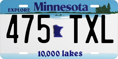 MN license plate 475TXL