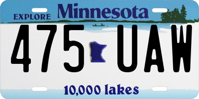 MN license plate 475UAW